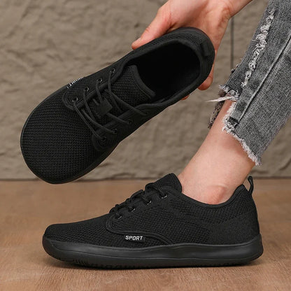 Pantofi fără toc pentru femei, din plasă moale, potriviți pentru călătorii, cu talpă lată, ușori, cu susținere, pantofi sport pentru fitness și timp liber pentru bărbați