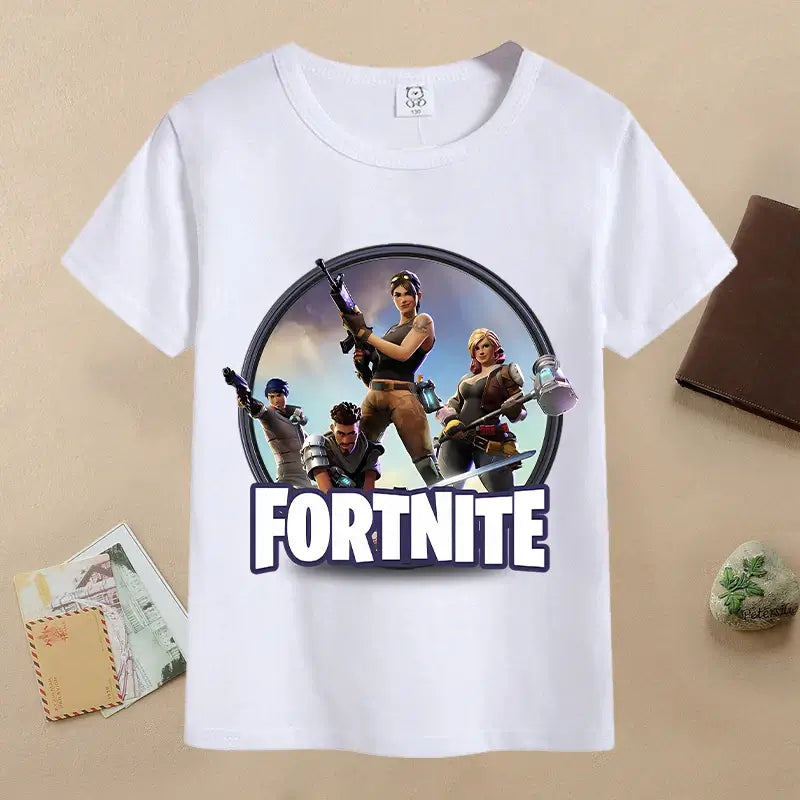 Summer Fortnite Children T-shirt Cartoon Game Figure Printed T-shirt Boys Casual Sports T-shirt Short Sleeves Kids Clothing