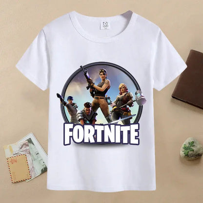Summer Fortnite Children T-shirt Cartoon Game Figure Printed T-shirt Boys Casual Sports T-shirt Short Sleeves Kids Clothing