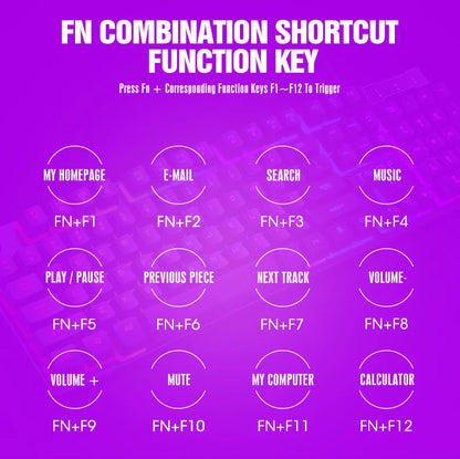 Mechanisches Gaming-Keyboard mit heller RGB-Hintergrundbeleuchtung, kabelgebundene USB-Tastatur für Büro und Zuhause, Medientasten, Russisch, Spanisch, Arabisch, Englisch