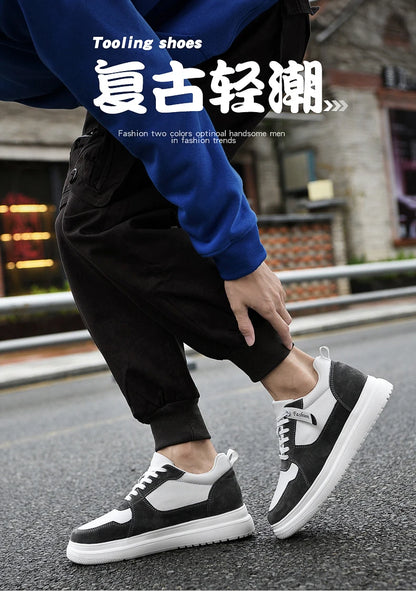 Big Size Lift Men Sneakers Elevator Shoes Heightening Height Increase Insole 7-8CM High Heels Shoes Genuine Leather Sport Shoes