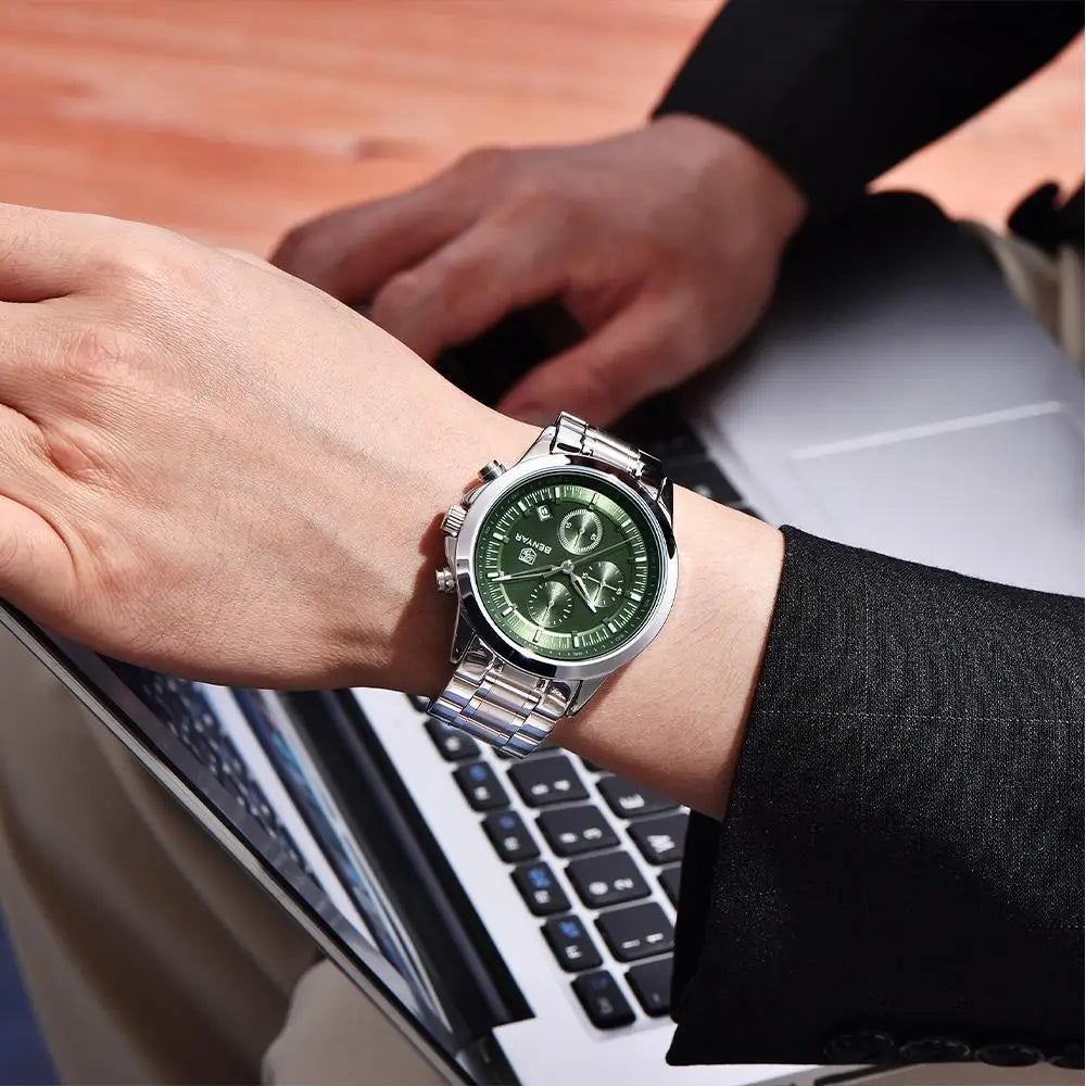 BENYAR 2024 New 40MM Men's Quartz Watch 50M Waterproof Automatic Diving Watch Luxury Fashion Men's Stainless Steel Watch