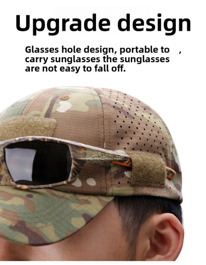 Athletic casual breathable camouflage baseball cap for men, military fan sun hat tactical hat military training hat bucket hat