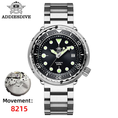 ADDIESDIVE2025 New Men's Mechanical Watch 8215 Movement Sapphire Glass Stainless Steel Watch Night Light Waterproof Diving Watch