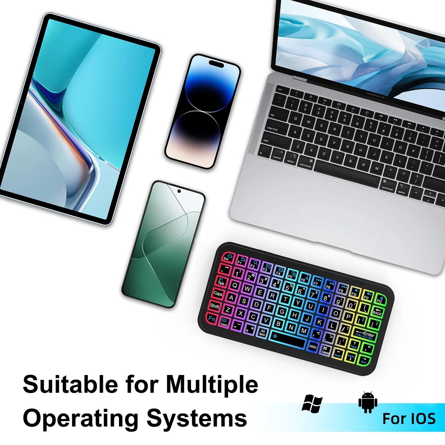 Keyboard for Tablet Android iOS Windows Wireless Mouse Rechargeable Keyboard Bluetooth 5.2 Backlit Keyboard for iPad Phone