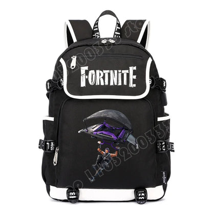 Mochila Fortnite de Grande Capacidade, Saco de Ombro Casual com Porta USB, Unissexo, Estilo Anime, para Estudantes, Nova Mala Escolar Elegante, Presente de Papelaria