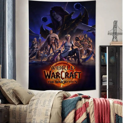 Duża drukowana makatka ścienna World Of Warcraft Hot Game, tania hipisowska dekoracja ścienna, boho makatki ścienne z mandalą, dekoracja do domu