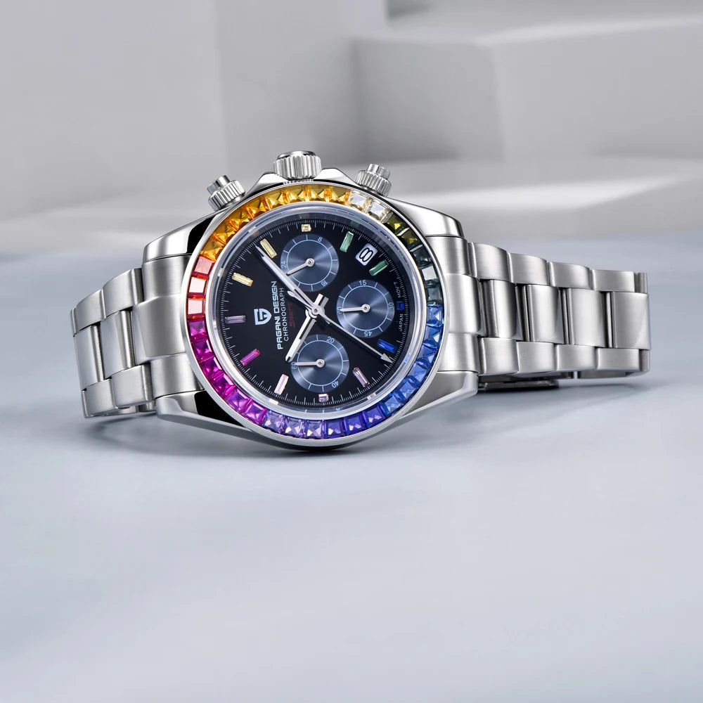Muški sat PAGANI DESIGN – model s obojenim brojčanikom, luksuzni kvarcni ručni sat, kronograf opremljen mehanizmom