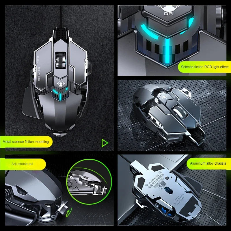 Hot Selling Mechanical Wired Gaming Mouse 9 Keys Macro Definition 12800DPI RGB Backlit Gaming Computer Mouse for Laptop Desktop