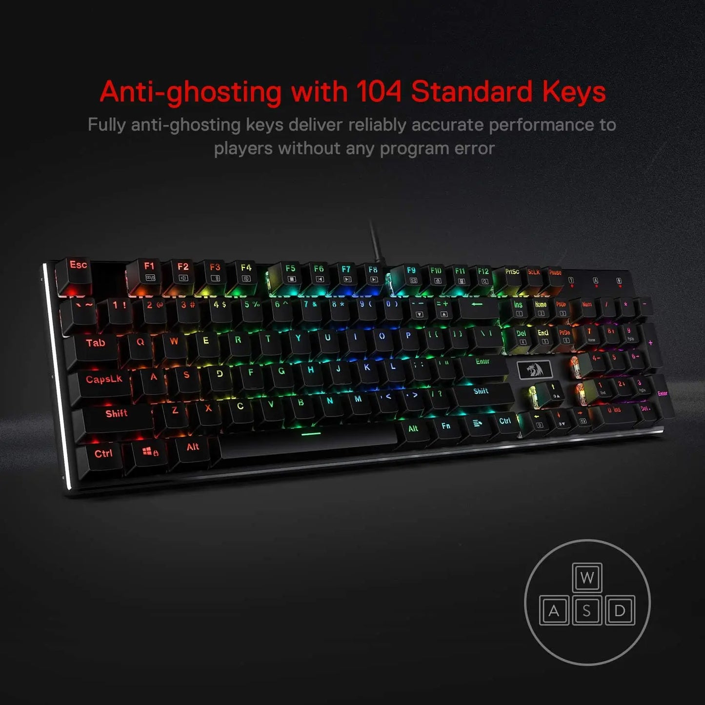 Redragon K556 RGB Mechanical Gaming Keyboard Wired 104 Keys Hot-Swappable RGB Backlit Keyboard with Noise Absorbing Foam & Aluminum Frame