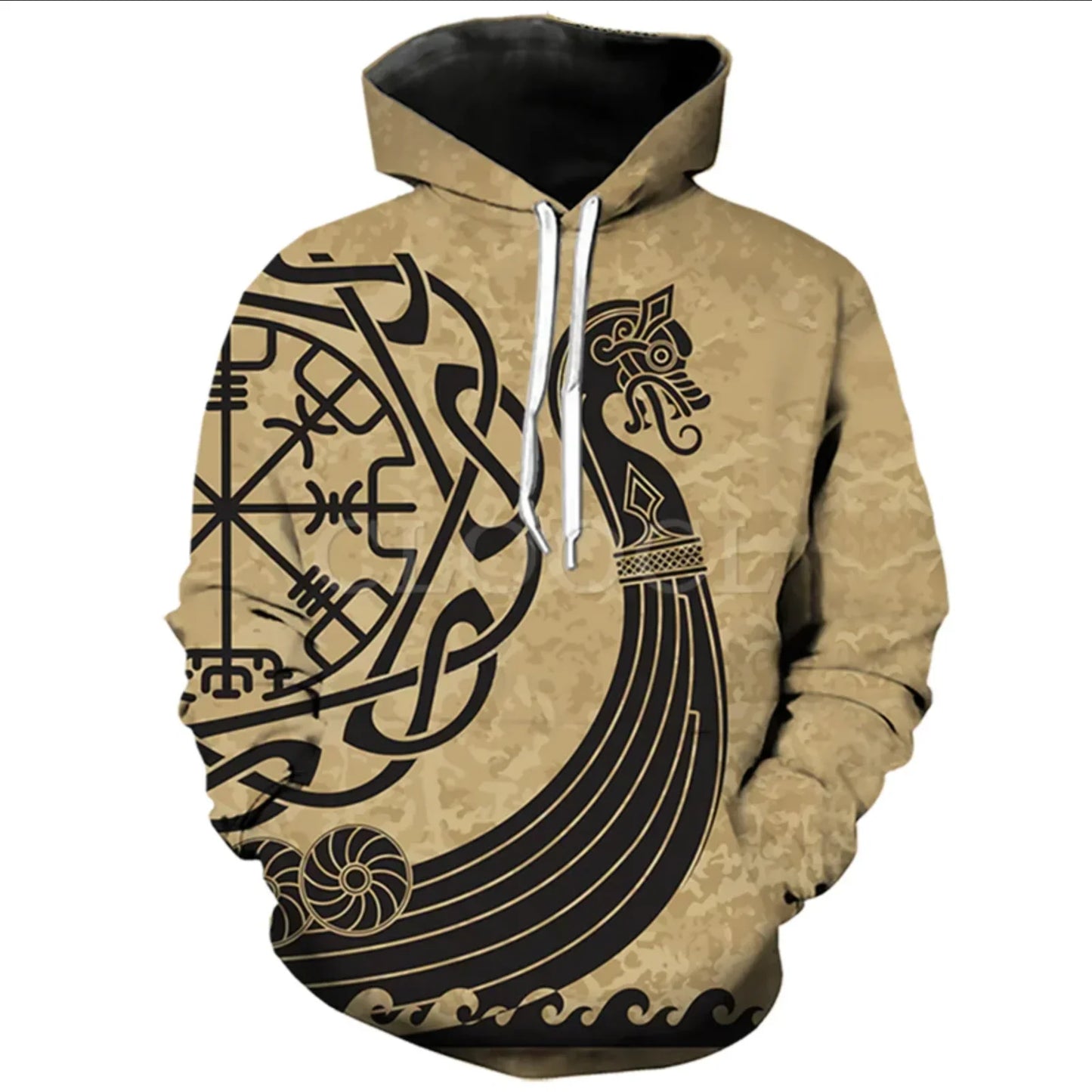 2023 New Autumn Men's Hoodie Wolf Print 3D Sweatshirts Urban Trendy All-Match Oversized Tops Poleron Hooded Clothes Men's Clothing