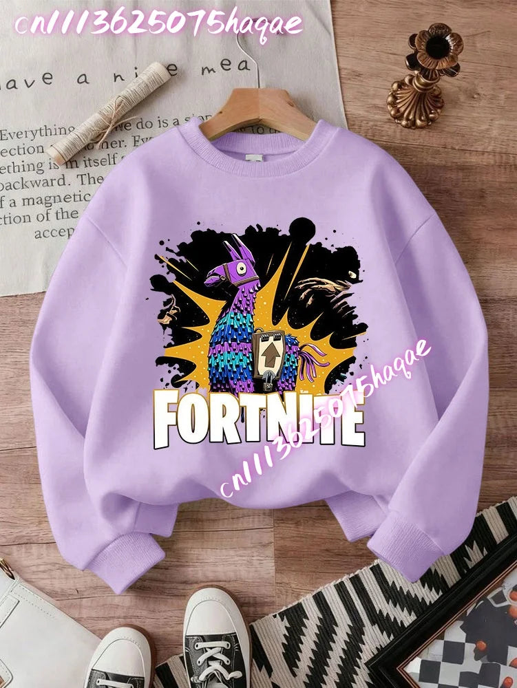 Fortnite Children Long-Sleeved Girls Streetwear Boys Baby Sweatshirt Pullover Sweatshirt Anime Fashion Kid Clothing Tops Gift