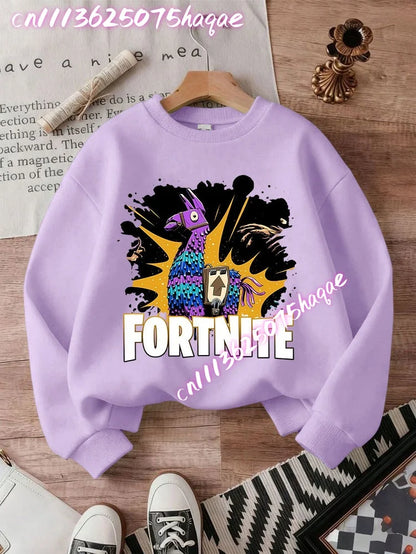 Fortnite Children Long-Sleeved Girls Streetwear Boys Baby Sweatshirt Pullover Sweatshirt Anime Fashion Kid Clothing Tops Gift