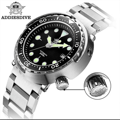 ADDIESDIVE2025 New Men's Mechanical Watch 8215 Movement Sapphire Glass Stainless Steel Watch Night Light Waterproof Diving Watch