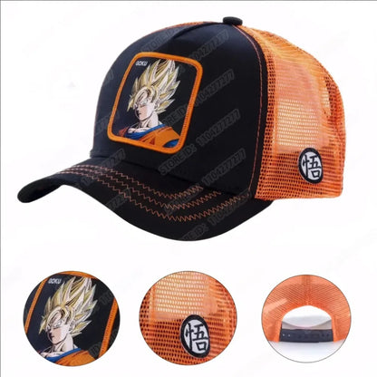 Dragon Ball Son Goku-baseballkasket til mænd, sommerkasket til rejser, broderet hiphop-solskærm, justerbar trucker-meshkasket