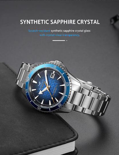 BORIAGE Fully automatic mechanical diving watch, 200m Water Resistance Miyuda 9015 movement men's watch