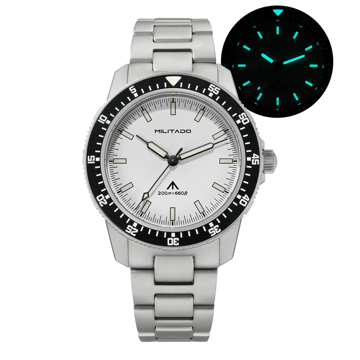 MILITADO ML25 Quartz Dive Watch VH31 Sweep Second Sapphire Crystal 200M Waterproof BGW9 Lume Ceramic Bezel Men Watch