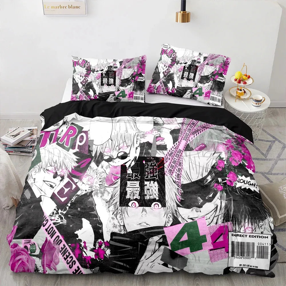 Anime Jujutsu Kaisen Satoru Gojo Bedding Set Boys Girls Twin Queen Size Duvet Cover Pillowcase Bed Kids Adult Home Textileextile