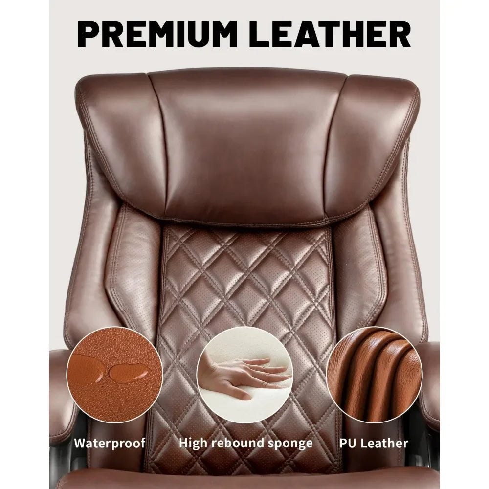 Silla de oficina grande y alta de 500Lbs, asiento ancho con muelles, diseño ejecutivo, silla de escritorio giratoria 360 con ruedas resistentes