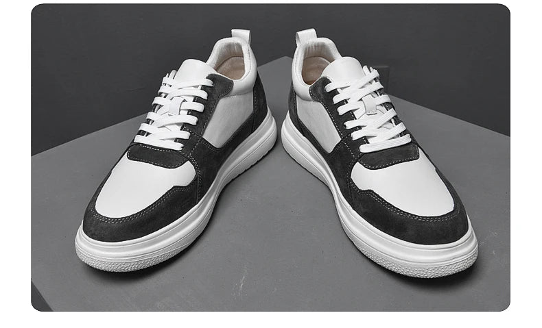 Big Size Lift Men Sneakers Elevator Shoes Heightening Height Increase Insole 7-8CM High Heels Shoes Genuine Leather Sport Shoes