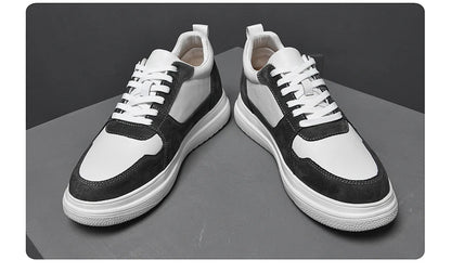 Big Size Lift Men Sneakers Elevator Shoes Heightening Height Increase Insole 7-8CM High Heels Shoes Genuine Leather Sport Shoes