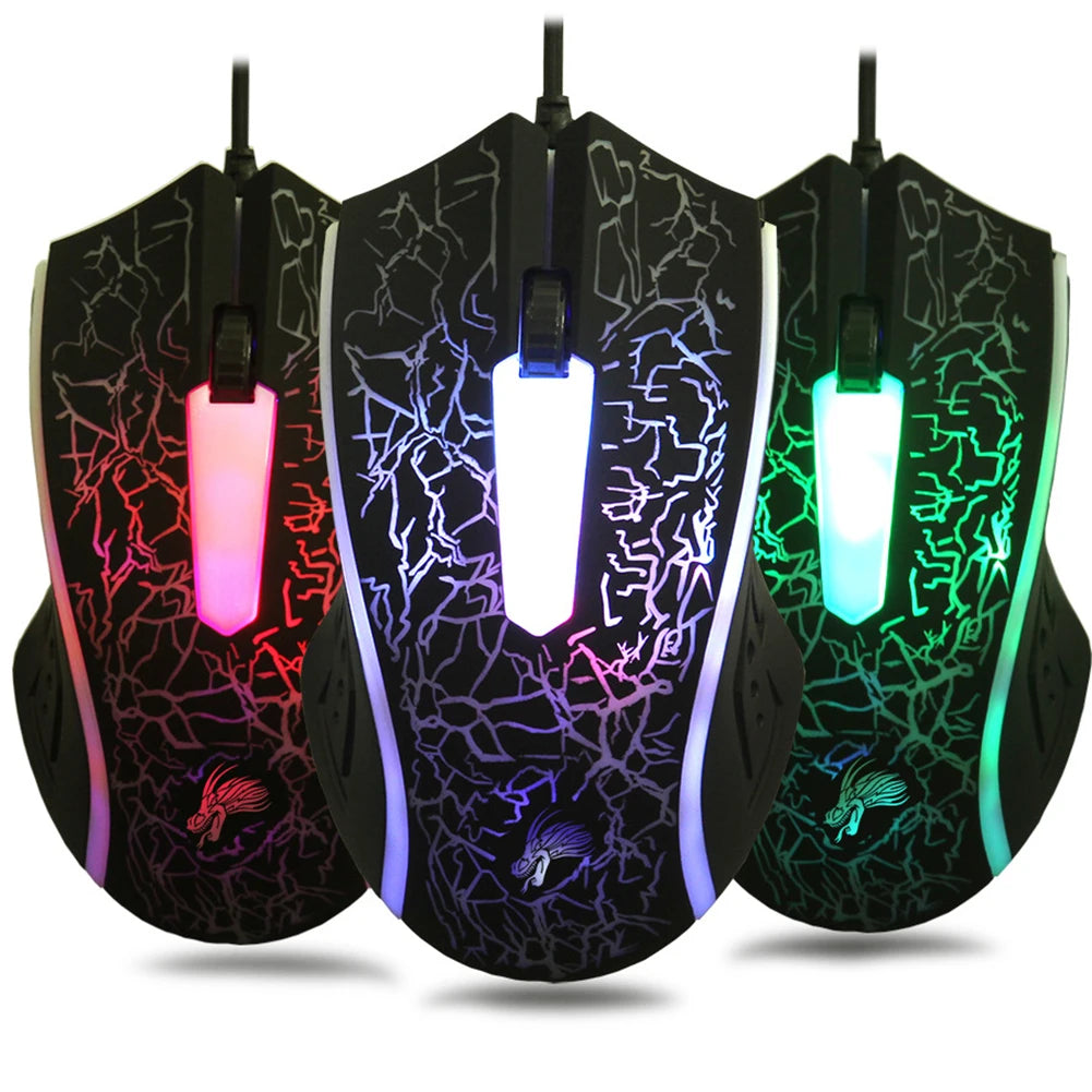 Mouse da gaming cablato USB 2400 DPI con retroilluminazione LED, mouse professionale per gamer, ergonomico, per PC, laptop e MacBook