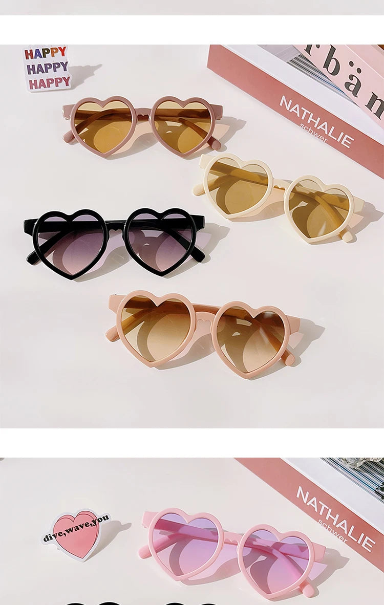 New Kids Cartoon Heart Sunflower Fruit Rabbit Ears Sunglasses Girls Boy Children Outdoor Round Polarized UV400 Sun Glasses