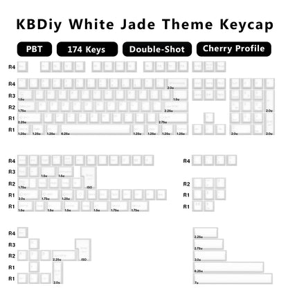 KBDiy 174 Tasten/Set PBT GMK Apollo Tastenkappen, Double-Shot, minimalistisches ISO-Cherry-Profil, für mechanische Gaming-Tastaturen, Tastenkappen für MX