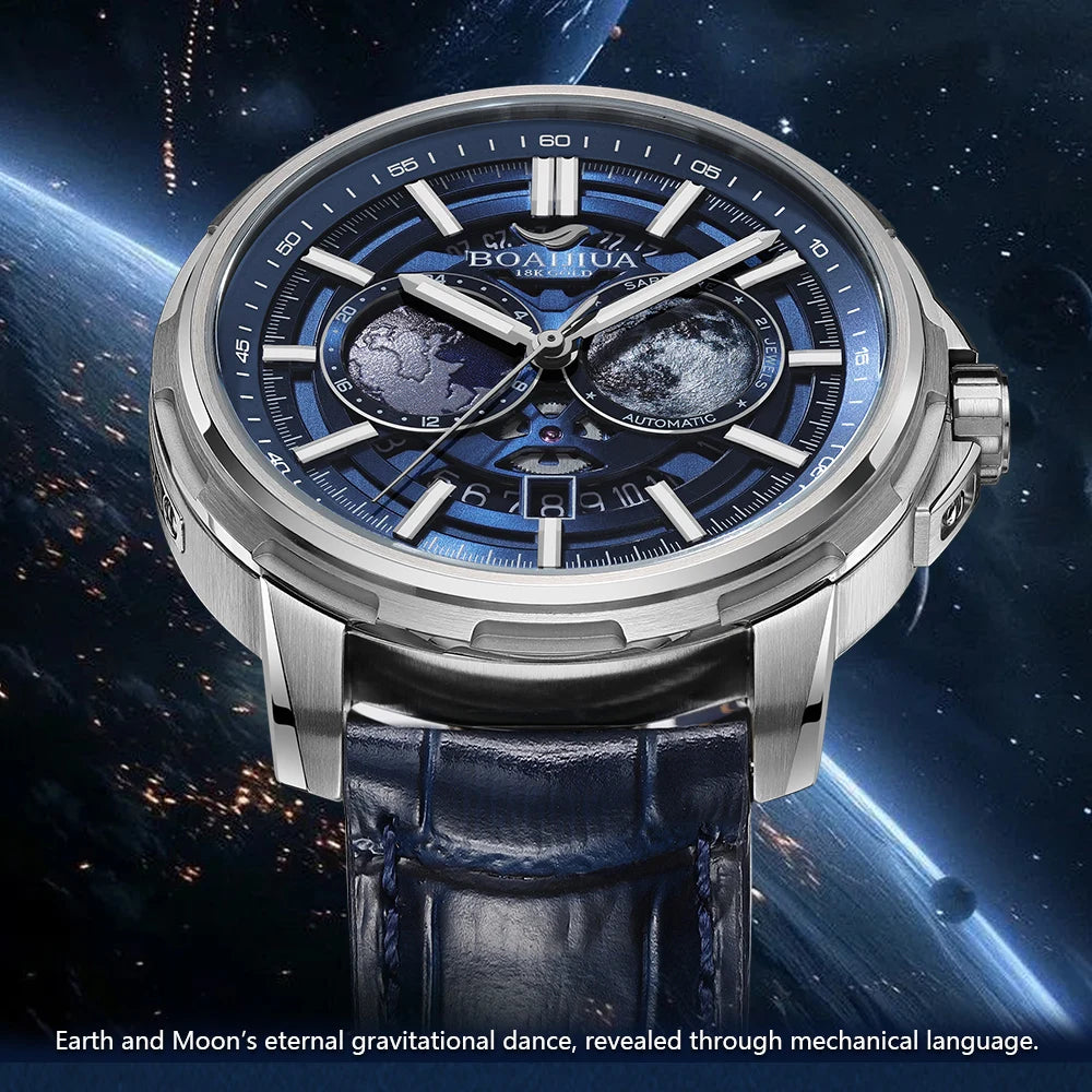 BORIAGE(BOAIJIUA) vollautomatische mechanische Herrenuhr mit Originaldesign, wasserdichte leuchtende mechanische Armbanduhr