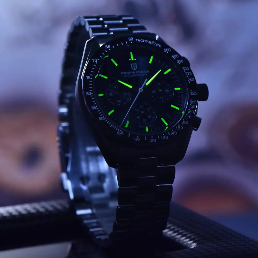 Ura PAGANI DESIGN Moon – luksuzni kvarčni kronograf za moške, športni stil, safirno steklo z antirefleksno obdelavo, svetleči zaslon