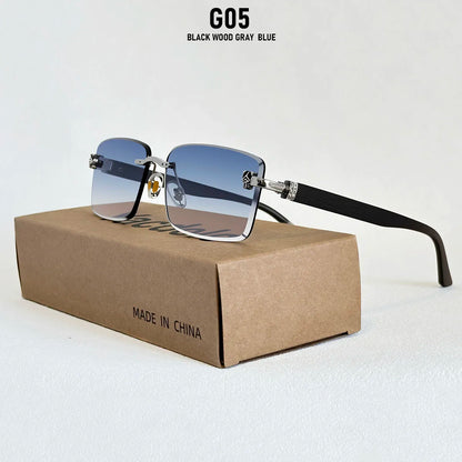 Square Sunglasses Women Luxe 2026 Rimless Sunglass Men Wooden Fashion Glasses Vintage Dropshipping Gafas De Sol Hombre Zonnebril