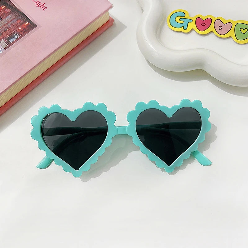 New Kids Cartoon Heart Sunflower Fruit Rabbit Ears Sunglasses Girls Boy Children Outdoor Round Polarized UV400 Sun Glasses