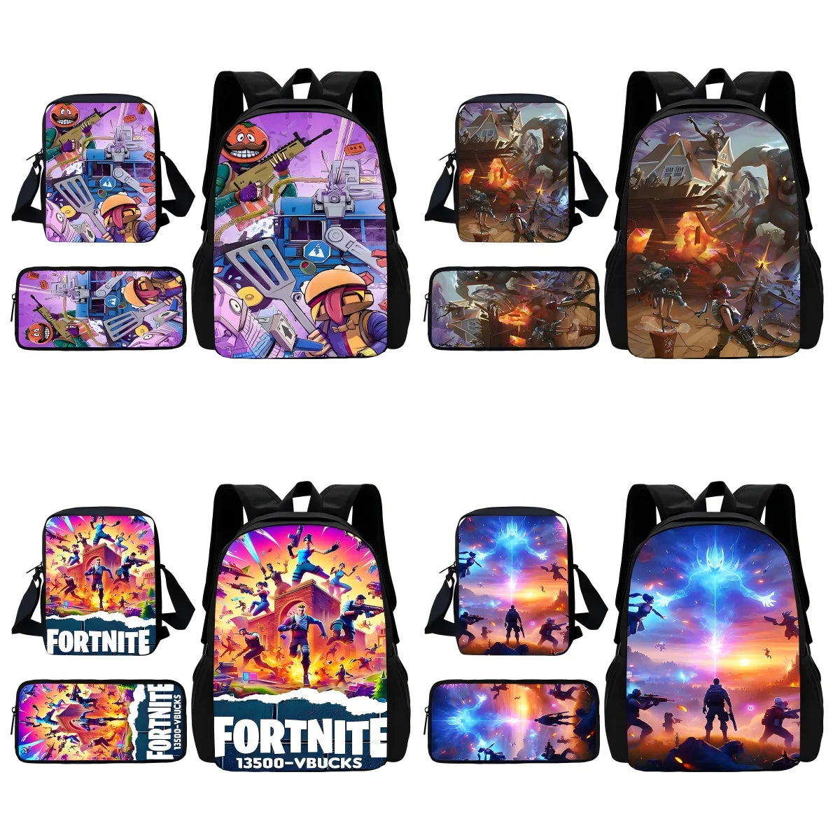 Hot Game Shooting Fortnite Child School Backpack with Shoulder Bag and Pencil Bags, School Bags for Boys and Girls, Best Gift