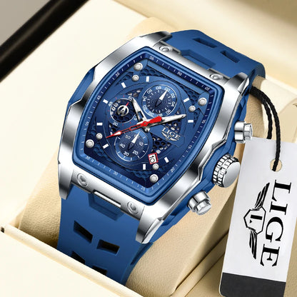 LIGE Outdoor Casual Quartz Man Watch Fashion Silicone Strap Waterproof Simple Sport Hollow Date Luminous Men's Watches Male Gift