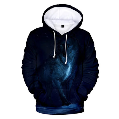 Cool Space Galaxy Wolf Hoodie Hoodies Men Bright Wolf Fashion Handsome Wolf Hoodies Spring Autumn Pullovers Sweatshirts Sweat