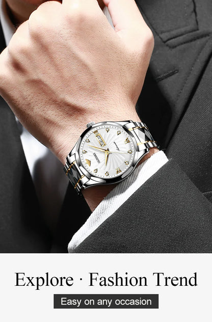 OUPINKE 3169 Japan Movement Men's Watch Classic Luxury Men's Watches Tungsten Steel Strap Man Wristwatch