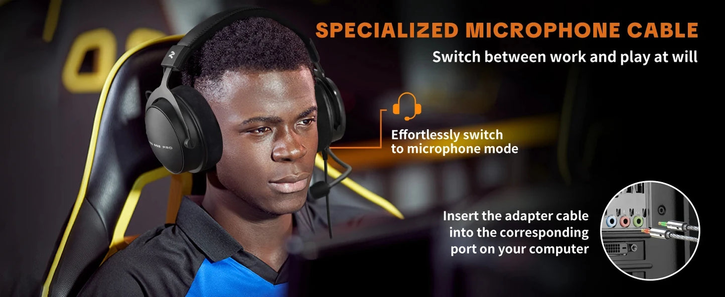 Auscultadores com Fios Over-Ear Talomen TOP W550X com Drivers de 50mm, Graves Profundos, Cabo Amovível e Microfone Integrado – Auscultadores para Gaming, DJ, Estúdio e Escritório
