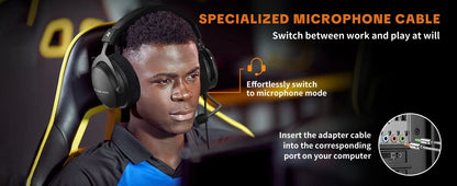 Auscultadores com Fios Over-Ear Talomen TOP W550X com Drivers de 50mm, Graves Profundos, Cabo Amovível e Microfone Integrado – Auscultadores para Gaming, DJ, Estúdio e Escritório
