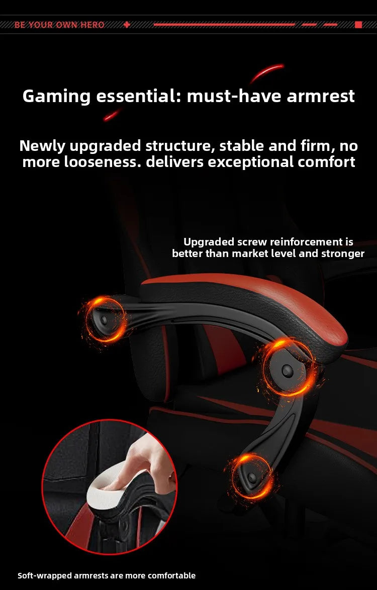 Cadeira Gaming Ergonómica para Secretária, Cadeira Gaming Reclinável para Escritório em Casa com Apoio Lombar para Sessões Prolongadas