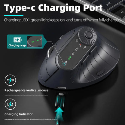 Mouse wireless ergonomic 2.4GHz BT RGB cu mod dual, pentru laptop, desktop și birou, silențios, vertical, pentru gaming