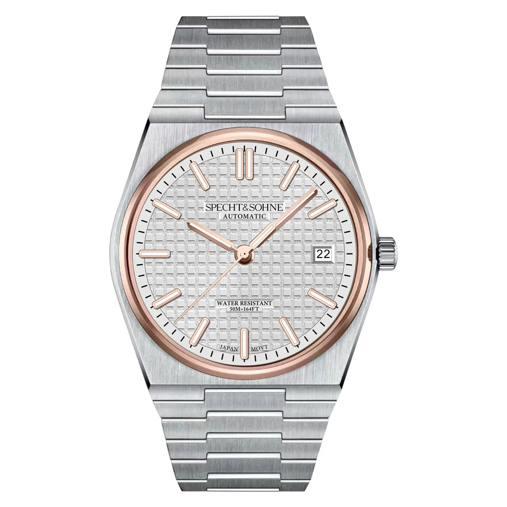 SPECHT&SOHNE New 37MM Men's Watches Luxury Automatic Watch For Men Rose Gold Stainless Steel Mechanical Wristwatch Waterproof