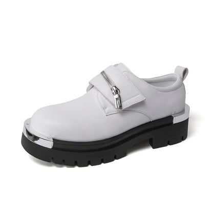 Men's Thick-Soled Leather Shoes Designer's Personalized Style Leisure Party Office Outdoor Fashion Street Black White Shoes