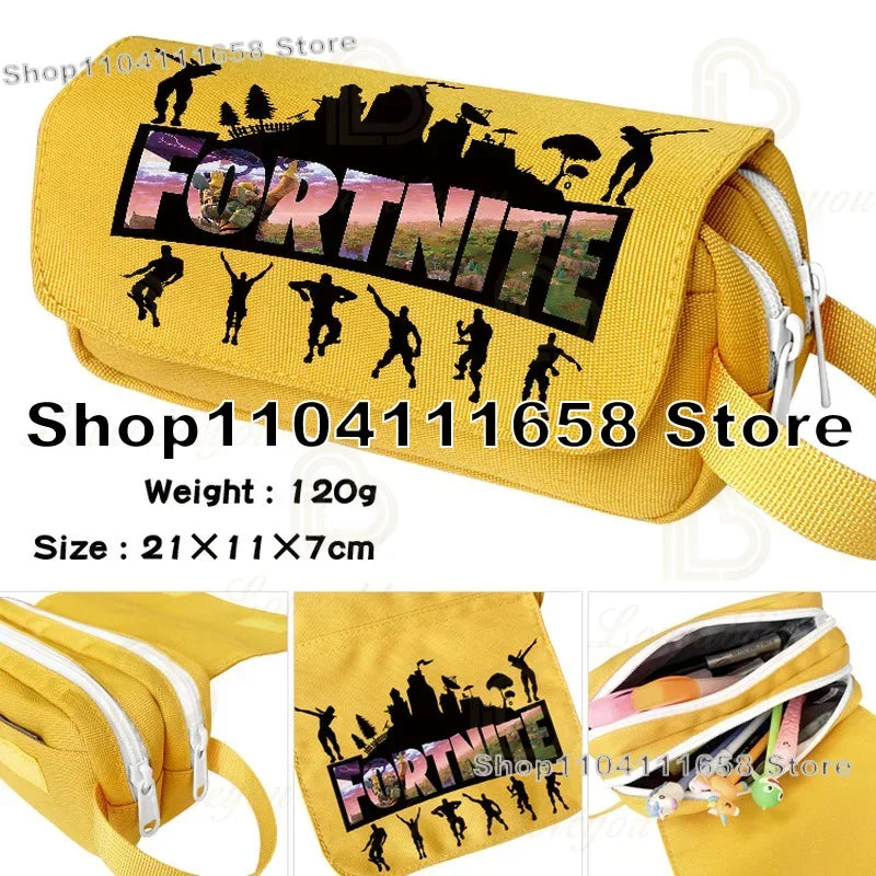 Fortnite Large Capacity Waterproof Velcro Pencil Case, Student Black Estuche Stationery School Pennenzak Supplies