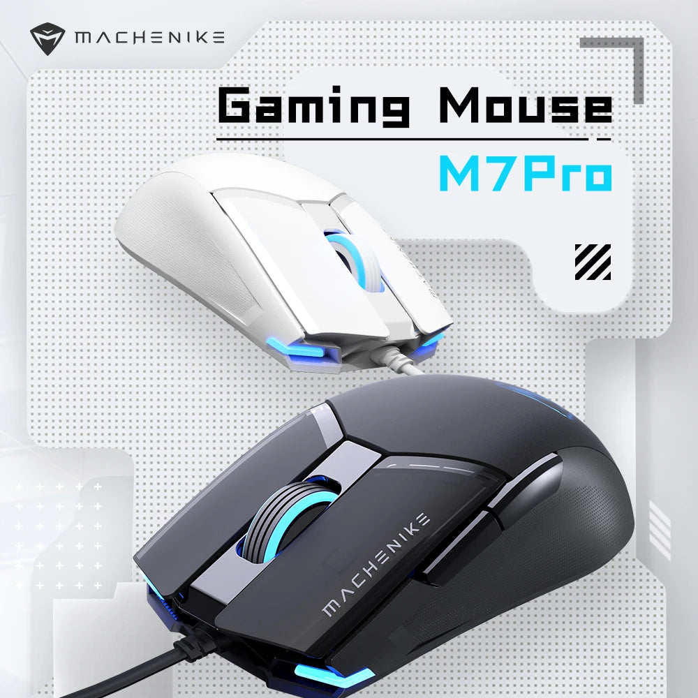 Machenike M7Pro kabelgebundene Gaming-Maus USB Instant A825 12800DPI 1000Hz 7 Tasten 65g RGB für Laptop und PC – Gamer-Maus