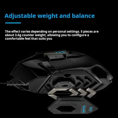 Rato gaming com cabo Logitech G502 HERO para e-sports, rato mecânico RGB com peso ajustável e macro programável para battle royale