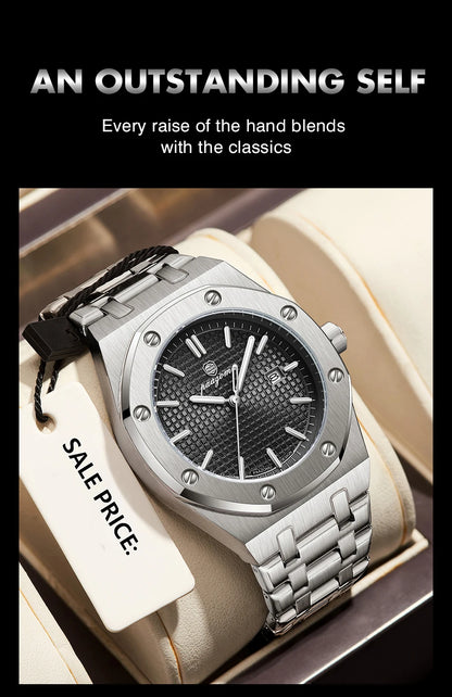 PAAZOMU Luxury Square Man Quartz Watch Waterproof Luminous Date Men's Watch High Quality Stainless Steel Business Men Watches