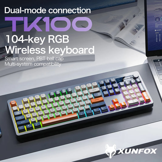 XUNFOX TK100 Wireless 2.4 Keyboard Bluetooth Dual-Mode Game Silent Office Notebook Universal Keyboard