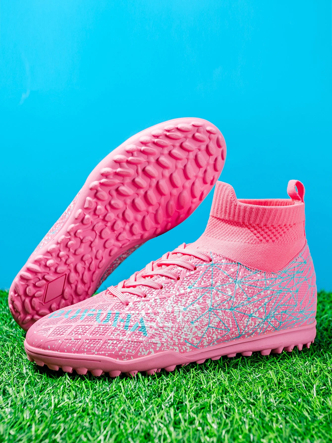 TF Soccer Shoes For Kids Youth PU Fabric Upper Rubber Sole Wear-Resistant Non-Slip Training Football Boots