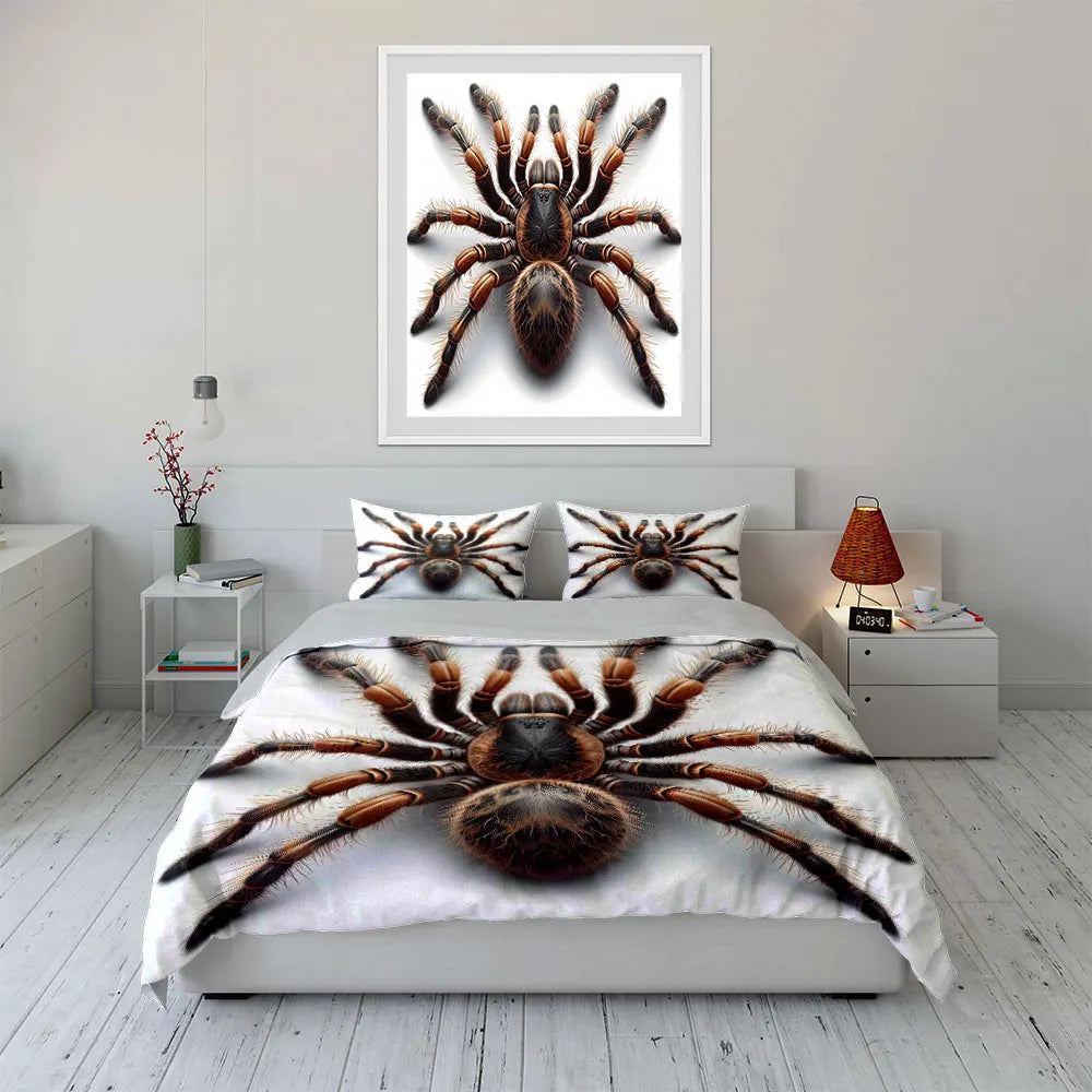 3D Furry spider close-up Pattern Duvet Cover Set Digital Print Colorful Polyester Bedding with Zipper Closur for kids gifts