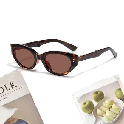 Minimalist Oval Cat-eye Glasses Women's Fashion Outdoor Folding Sunglasses Sun Shading UV Sunscreen Glasses Stylish Accessory